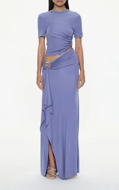 Christopher Esber Metal Embellished Jersey Maxi Skirt In Blue