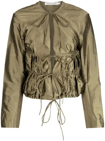 Christopher Esber Metallic-effect Silk Jacket In Grün