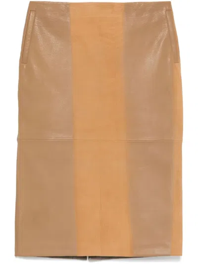CHRISTOPHER ESBER SCUFFED-LEATHER MIDI SKIRT - WOMEN'S - LAMB SKIN/VISCOSE