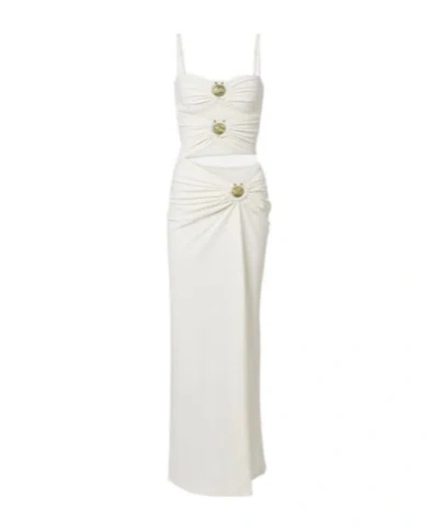Christopher Esber Mineral Stone Cutout Jersey Maxi Dress In Neutral