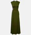 Christopher Esber Mineral Stone Embellished Jersey Maxi Dress In Green