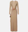 Christopher Esber Mineral Stone Embellished Jersey Maxi Dress In Neutral