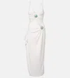 Christopher Esber Mineral Stone Embellished Jersey Maxi Dress In White