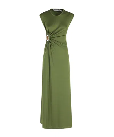 Christopher Esber Mineral Stone Ruched Dress In Green