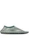 Christopher Esber Minette Crystal Flat Ballet Flats In Green Nylon In Green