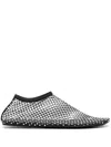 Christopher Esber Mesh Ballerina Flats With Micro Crystals Women In Black