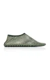 Christopher Esber Minette Crystal Flat Ballet Flats In Green Nylon In Green