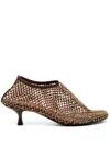 Christopher Esber Minette Crystal-embellished Fishnet Pumps In Gold