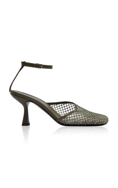 Christopher Esber Minette Crystal Veiled Pumps In Green