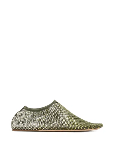 Christopher Esber Minette Crystal-embellished Ballet Flats In Green