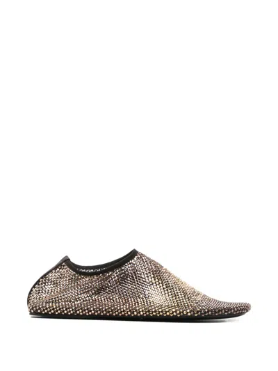 Christopher Esber Minette Ombré Crystal Ballet Flats In Brown