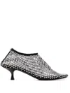 Christopher Esber Minette Bezeled 50mm Low Heels Ankle Boots In Black Nylon In Black