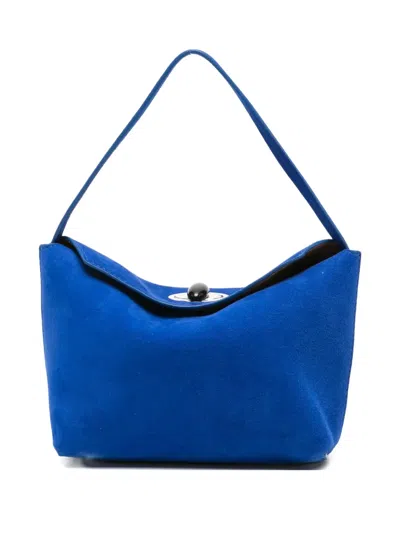 Christopher Esber Mini Turn-lock Suede Tote Bag In Blue