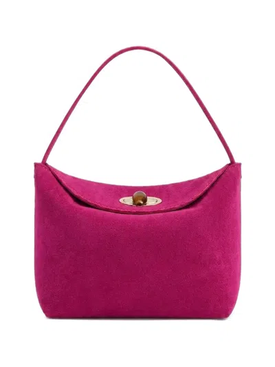 Christopher Esber Mini Turnlock Suede Shoulder Bag In Orange