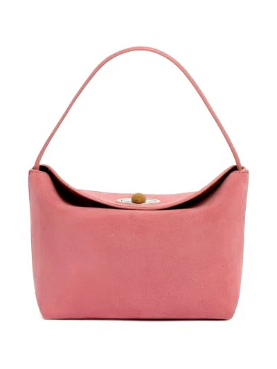 Christopher Esber Mini Turnlock Suede Shoulder Bag In Pink