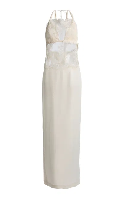 Christopher Esber Mira Lace Crepe Gown In White