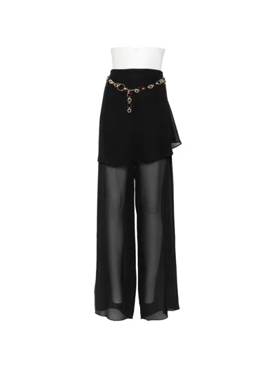Christopher Esber Mirador Sarong Belted Palazzo Pants In Blue