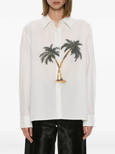 Christopher Esber Mirage Palm Printed Cotton-poplin Shirt In White
