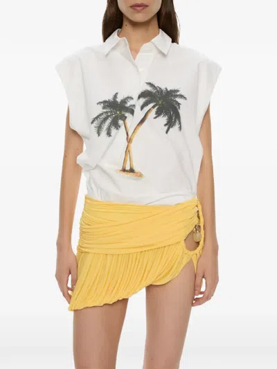 Christopher Esber Mirage Palm Tornado Sleeveless Shirt In White