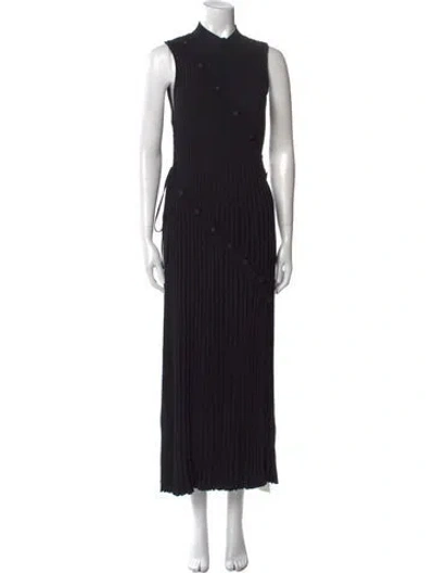 Pre-owned Christopher Esber Mock Neck Long Dress In Black