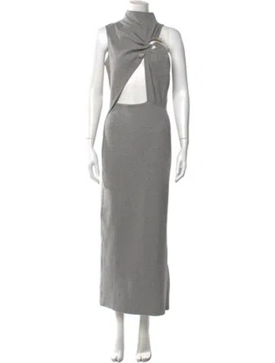 Pre-owned Christopher Esber Mock Neck Long Dress W/ Tags In Gray