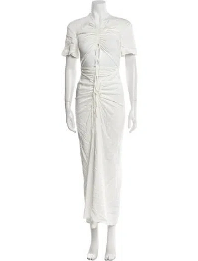 Pre-owned Christopher Esber Mock Neck Long Dress In White
