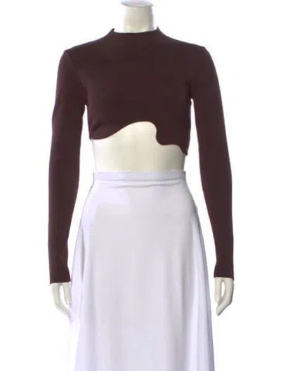 Pre-owned Christopher Esber Mock Neck Long Sleeve Crop Top W/ Tags In Brown