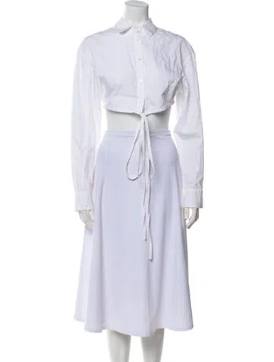 Pre-owned Christopher Esber Mock Neck Long Sleeve Crop Top In White