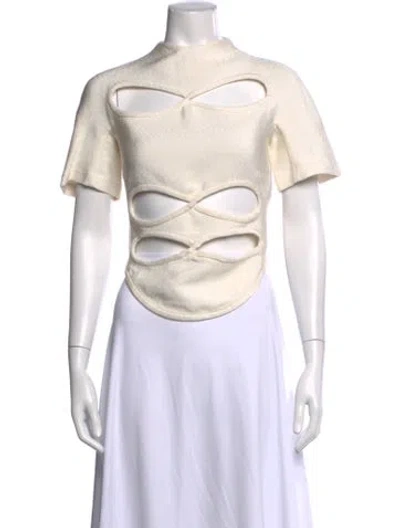 Pre-owned Christopher Esber Mock Neck Short Sleeve Top In Neutrals