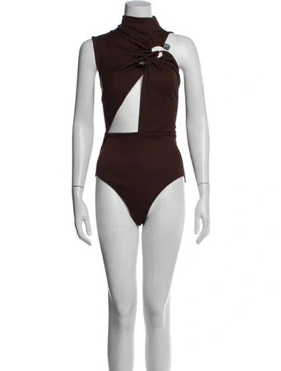 Pre-owned Christopher Esber Mock Neck Sleeveless Bodysuit In Brown
