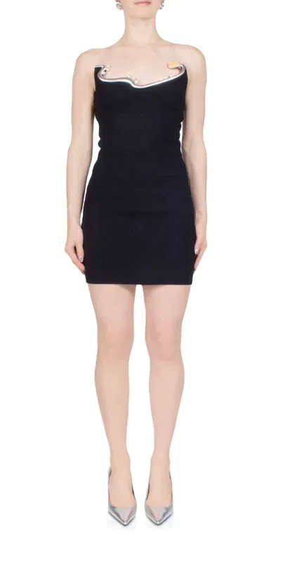 Christopher Esber Mollusk Knit Mini Dress In Black