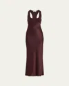 Christopher Esber Womens Mahogany Monument Contrast-knitted-panels Silk Midi Dress In Mahogany