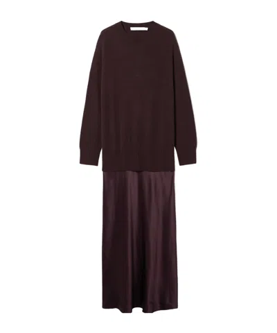 Christopher Esber Monument Cashmere And Silk-satin Maxi Dress In Brown