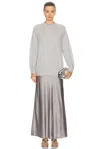Christopher Esber Monument Cashmere And Silk Long Dress In Slate Grey