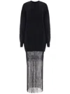 Christopher Esber Womens Macrame-hem Relaxed Wool-blend Maxi Dress Black In Schwarz