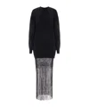Christopher Esber Womens Macrame-hem Relaxed Wool-blend Maxi Dress Black In Black