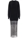 Christopher Esber Womens Macrame-hem Relaxed Wool-blend Maxi Dress Black In Schwarz