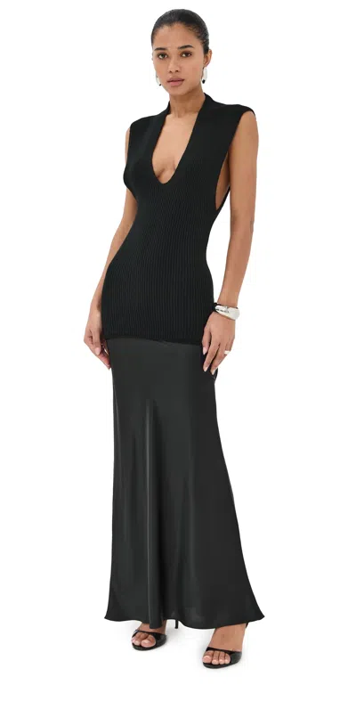 Christopher Esber Moulded Cashmere Scarf Monument Dress Black