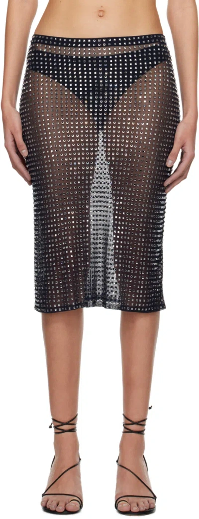 Christopher Esber Navy Cristalla Midi Skirt In Ink
