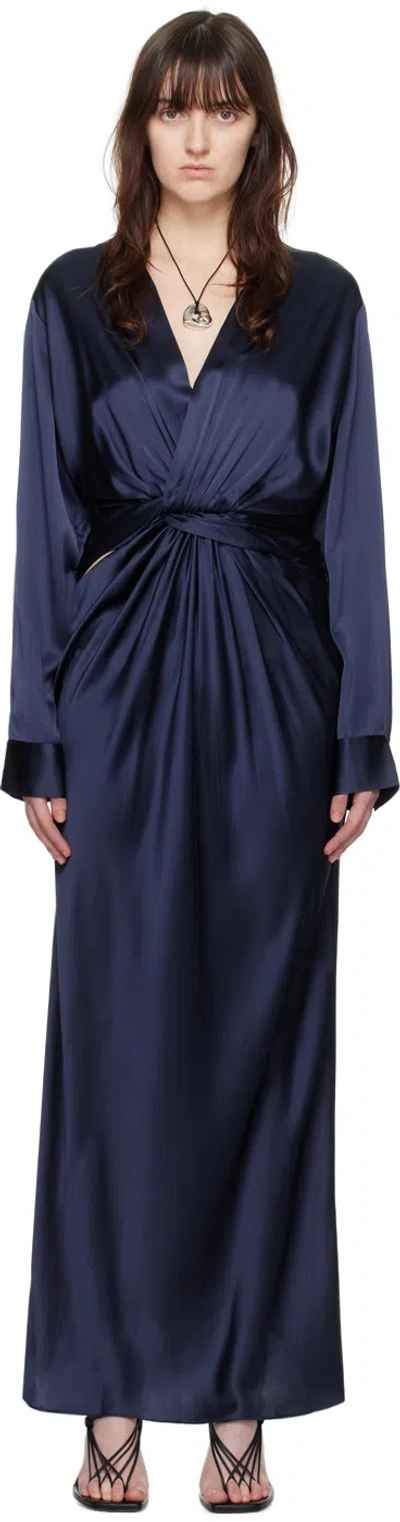 Christopher Esber Triquetra Twist Silk Maxi Dress In Ink