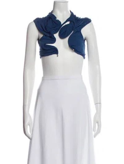 Pre-owned Christopher Esber Nylon Asymmetrical Top W/ Tags In Blue