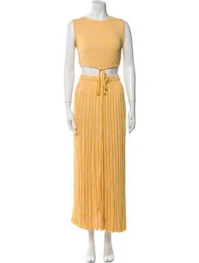 Pre-owned Christopher Esber Nylon Plaid Print Skirt Set In Yellow