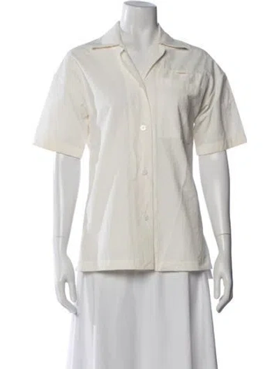 Pre-owned Christopher Esber Nylon Short Sleeve Button-up Top In Neutrals