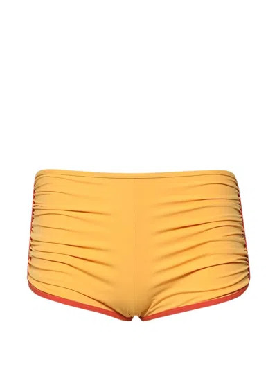Christopher Esber Oasis Ruched Bikini Shorts In Yellow
