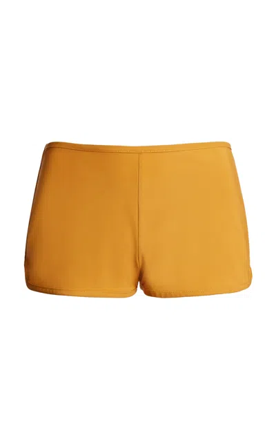 Christopher Esber Oasis Ruched Swim Boyshort In Yellow