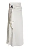 Christopher Esber Occhio Suspended Stone Jersey Maxi Skirt In White