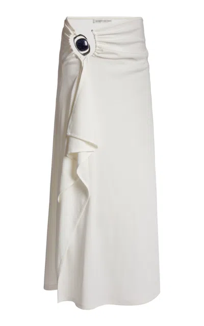 Christopher Esber Occhio Suspended Stone Jersey Maxi Skirt In White