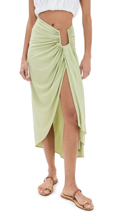 Christopher Esber Odessa Draped Viscose Midi Skirt In Green