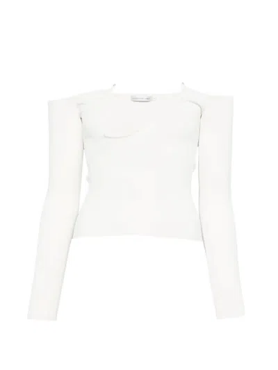 Christopher Esber Odessa Arced Knit Top In White