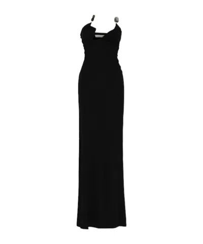 Christopher Esber Odessa Arced Strapless Dry Jersey Gown In Black